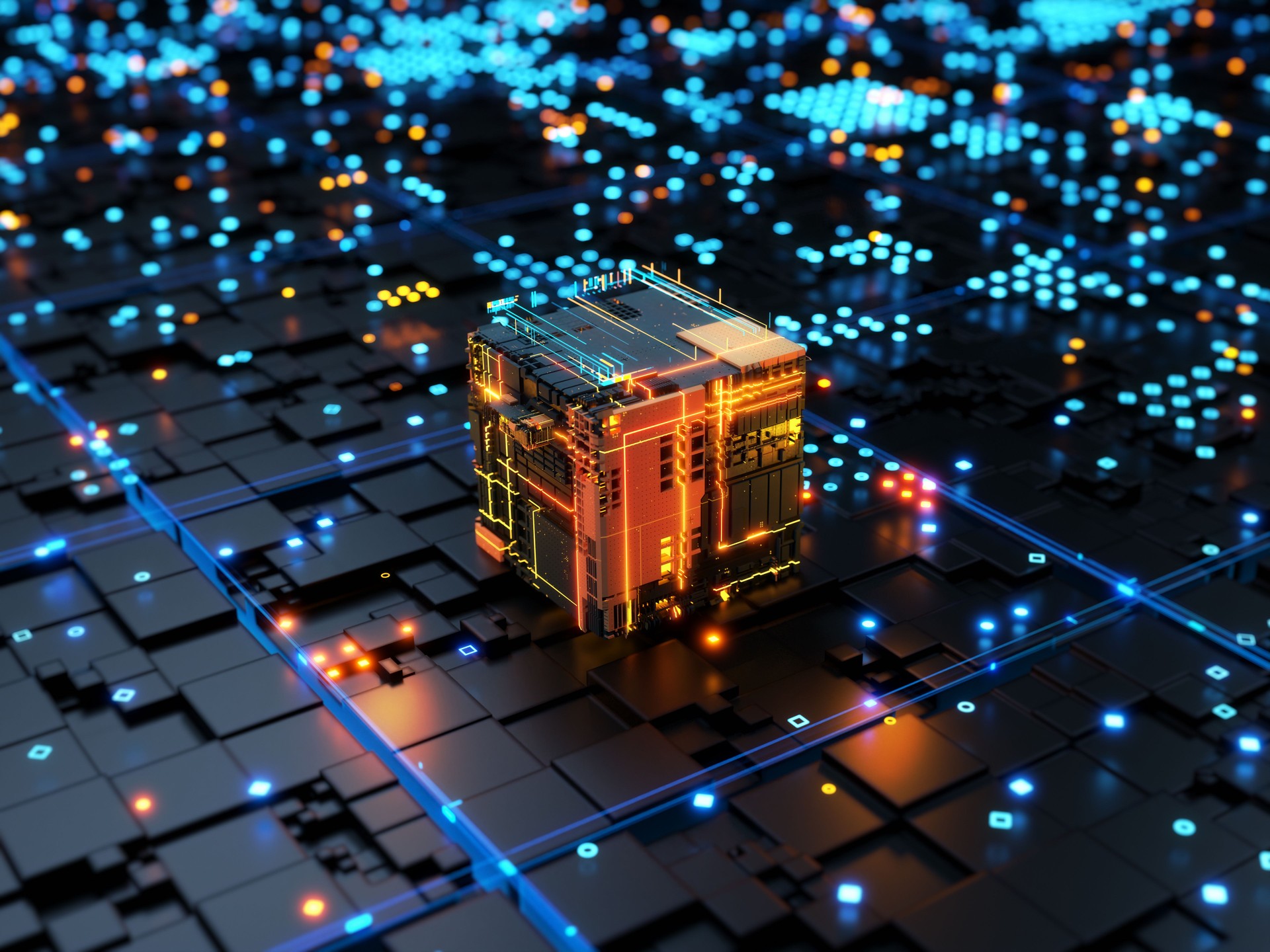 Futuristic high-tech computer Network  concept with artificial intelligence
